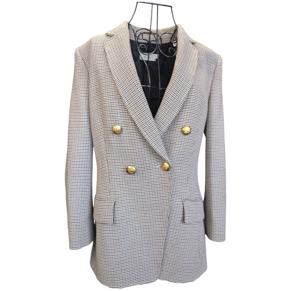A.L.C. Sedgwick II Double Breasted Gold Button Houndstooth Tailored Blazer 8 - Picture 2 of 13